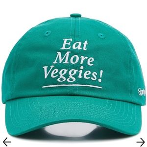 ISO Sporty & Rich Women's Eat More Veggies Embroidered Cotton-Twill Baseball